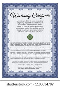 Blue Warranty. Complex background. Customizable, Easy to edit and change colors. Money Pattern design. 