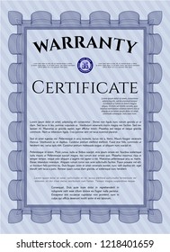 Blue Warranty. Complex background. Customizable, Easy to edit and change colors. Money design. 