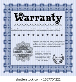 Blue Warranty. With complex background. Customizable, Easy to edit and change colors. Perfect design. 
