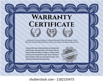 Blue Warranty. With complex background. Good design. Customizable, Easy to edit and change colors. 