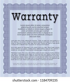 Blue Warranty. With complex linear background. Customizable, Easy to edit and change colors. Cordial design. 