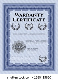Blue Warranty. With complex linear background. Beauty design. Detailed. 