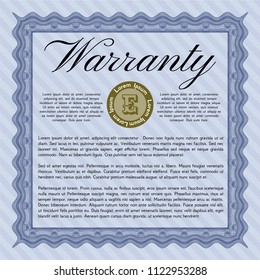 Blue Warranty. Customizable, Easy to edit and change colors. With guilloche pattern. Lovely design. 
