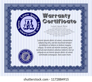 Blue Warranty. Customizable, Easy to edit and change colors. With quality background. Money Pattern. 
