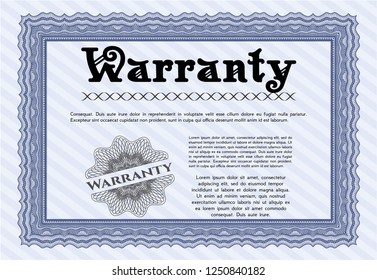 Blue Warranty. Customizable, Easy to edit and change colors. With guilloche pattern. Beauty design. 