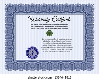 Blue Warranty. Customizable, Easy to edit and change colors. With linear background. Good design. 