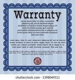 Blue Warranty. Customizable, Easy to edit and change colors. With great quality guilloche pattern. Retro design. 