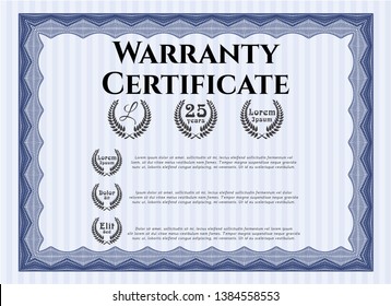 Blue Warranty. Detailed. Complex background. Retro design. 