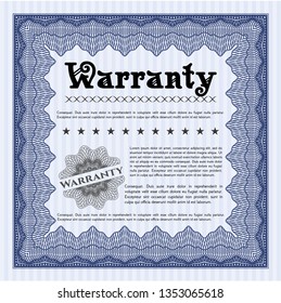 Blue Warranty. Detailed. With guilloche pattern. Cordial design. 