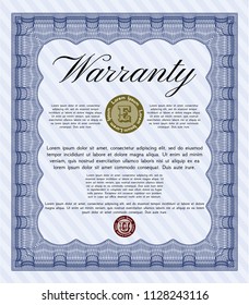 Blue Warranty. Detailed. Printer friendly. Money design. 