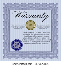 Blue Warranty. Easy to print. Cordial design. Customizable, Easy to edit and change colors. 