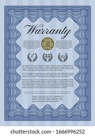 Blaue Garantie. Elegantes Design. Vektorillustration. Mit guillochiertem Muster und Hintergrund. 