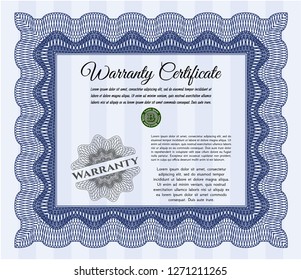 Blue Warranty. Good design. Vector illustration. Printer friendly. 