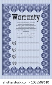 Blue Warranty. With linear background. Customizable, Easy to edit and change colors. Nice design. 