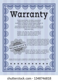 Blue Warranty. With linear background. Customizable, Easy to edit and change colors. Lovely design. 