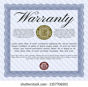 Blue Warranty. With linear background. Customizable, Easy to edit and change colors. Lovely design. 
