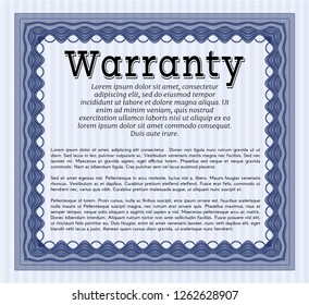 Blue Warranty. With linear background. Retro design. Customizable, Easy to edit and change colors. 