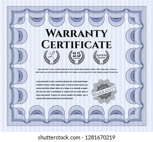 Blue Warranty. Money Pattern. With complex background. Customizable, Easy to edit and change colors. 