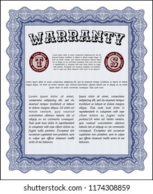 Blue Warranty. Money Pattern. Detailed. With quality background. 