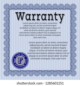 Blue Warranty. Money Pattern. Vector illustration. With great quality guilloche pattern. 