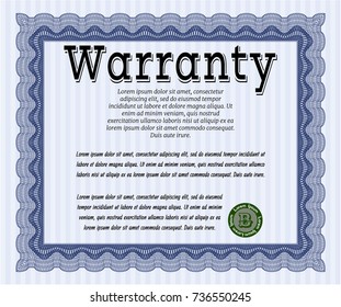 Blue Warranty. Nice design. With complex background. Customizable, Easy to edit and change colors. 