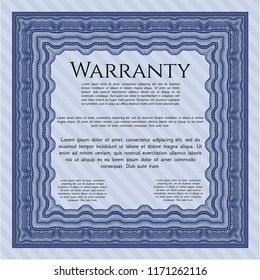 Blue Warranty. Nice design. Detailed. With background. 