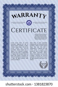 Blue Warranty. Perfect design. With complex linear background. Customizable, Easy to edit and change colors. 