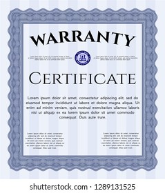 Blue Warranty. Printer friendly. Vector illustration. Good design. 