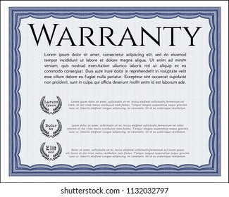 Blue Warranty. Retro design. With complex background. Customizable, Easy to edit and change colors. 