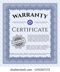 Blue Warranty. Sophisticated design. Detailed. With great quality guilloche pattern. 