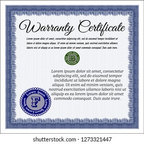 Blue Warranty template. With background. Artistry design. Customizable, Easy to edit and change colors. 