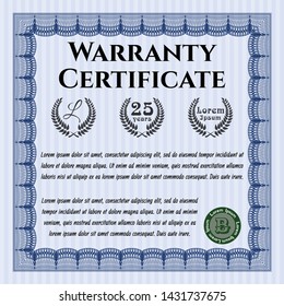 Blue Warranty template. With background. Customizable, Easy to edit and change colors. Beauty design. 