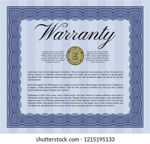 Blue Warranty template. With background. Retro design. Detailed. 