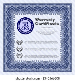 Blue Warranty template. Beauty design. With complex background. Vector illustration. 