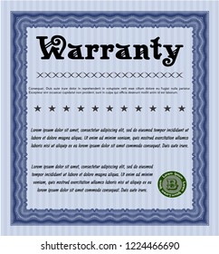Blue Warranty template. Complex background. Perfect design. Customizable, Easy to edit and change colors. 