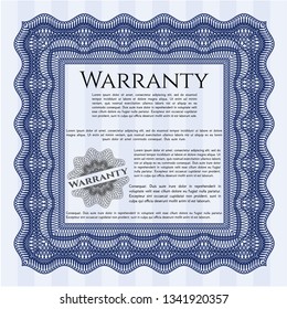 Blue Warranty template. With complex background. Customizable, Easy to edit and change colors. Good design. 