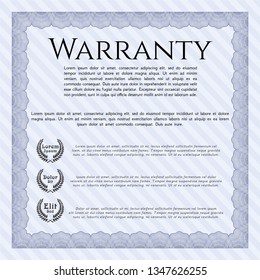Blue Warranty template. Complex background. Customizable, Easy to edit and change colors. Nice design. 