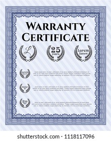 Blue Warranty template. With complex linear background. Modern design. Vector illustration. 