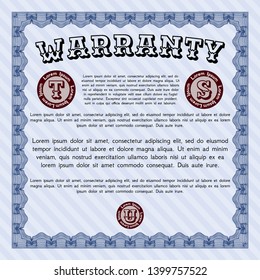 Blue Warranty template. With complex linear background. Customizable, Easy to edit and change colors. Elegant design. 
