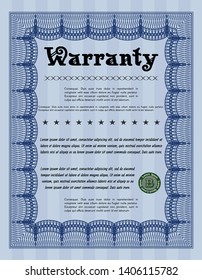 Blue Warranty template. With complex linear background. Customizable, Easy to edit and change colors. Perfect design. 