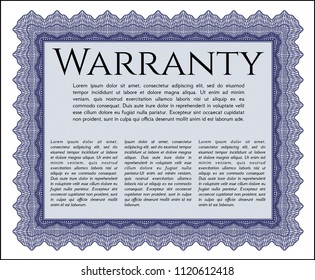 Blue Warranty template. Customizable, Easy to edit and change colors. With complex linear background. Excellent design. 