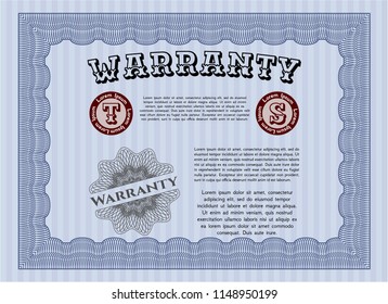 Blue Warranty template. Customizable, Easy to edit and change colors. Easy to print. Nice design. 