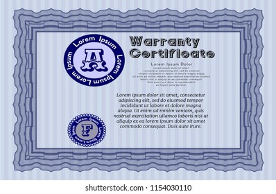 Blue Warranty template. Customizable, Easy to edit and change colors. With quality background. Elegant design. 