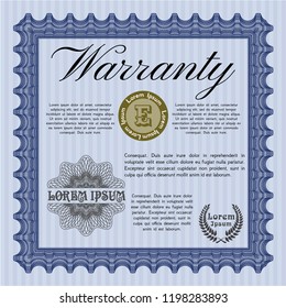 Blue Warranty template. Customizable, Easy to edit and change colors. With linear background. Nice design. 