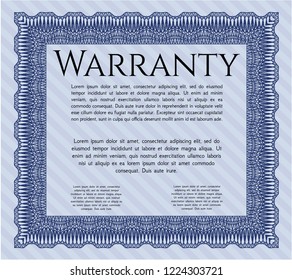 Blue Warranty template. Customizable, Easy to edit and change colors. With complex background. Nice design. 