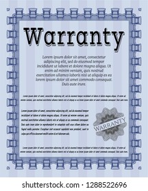 Blue Warranty template. Customizable, Easy to edit and change colors. With linear background. Retro design. 