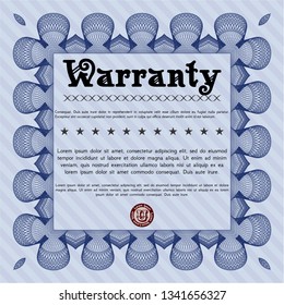 Blue Warranty template. Customizable, Easy to edit and change colors. Complex background. Beauty design. 