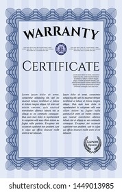 Blue Warranty template. Customizable, Easy to edit and change colors. With background. Excellent design. 