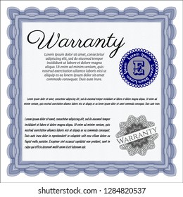 Blue Warranty template. Detailed. Printer friendly. Sophisticated design. 