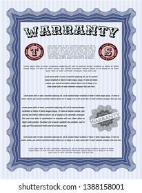 Blue Warranty template. Elegant design. Printer friendly. Customizable, Easy to edit and change colors. 